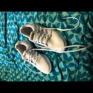 White adidas cloud foam sneakers